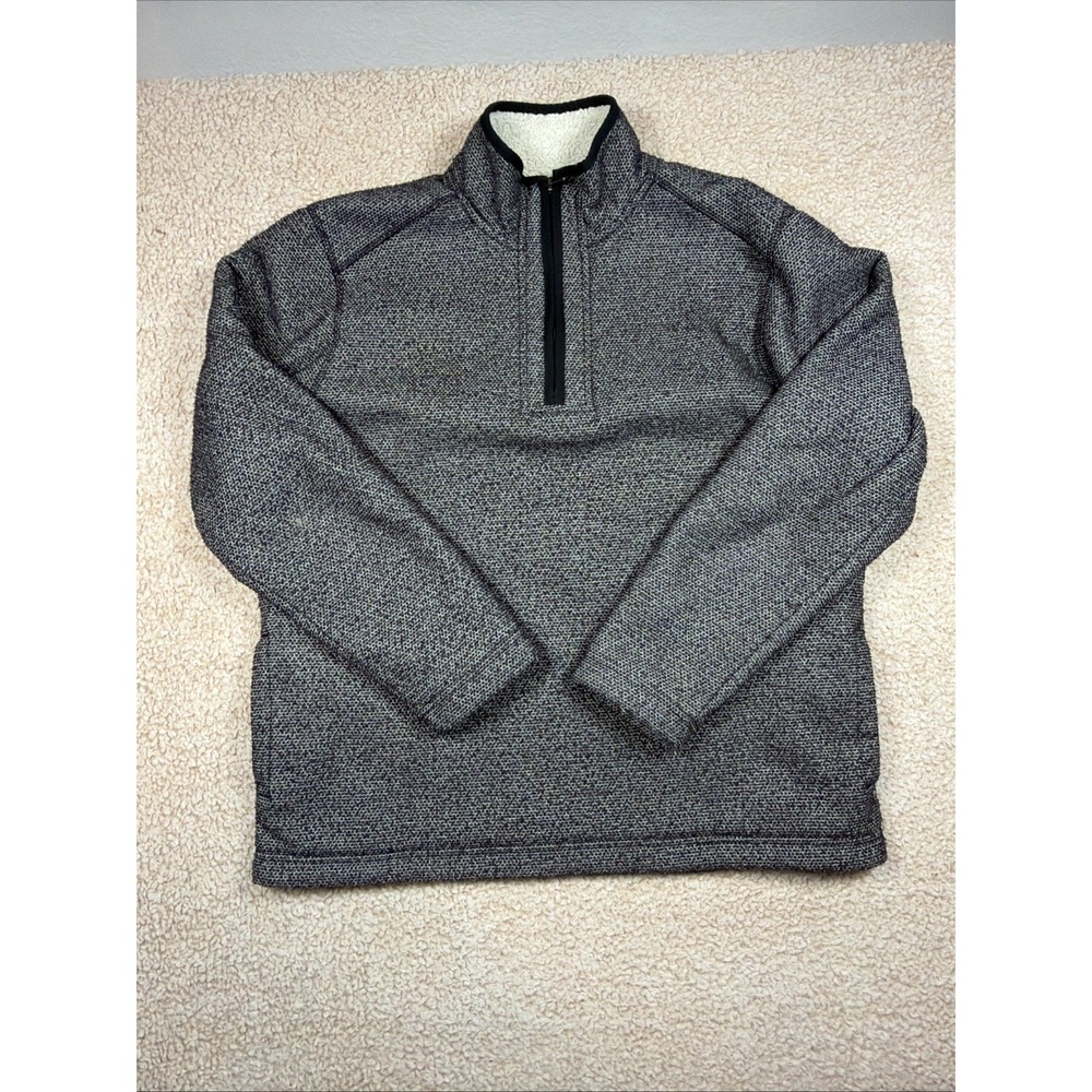 Orvis Men's 1/4 Zip Sherpa Fleece Lined Pullover Sweatshirt Men's L Black White - Picture 9 of 11